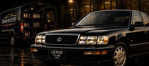 Omayer Auto Spa szervizfurgonja és egy prémium Lexus LS 400